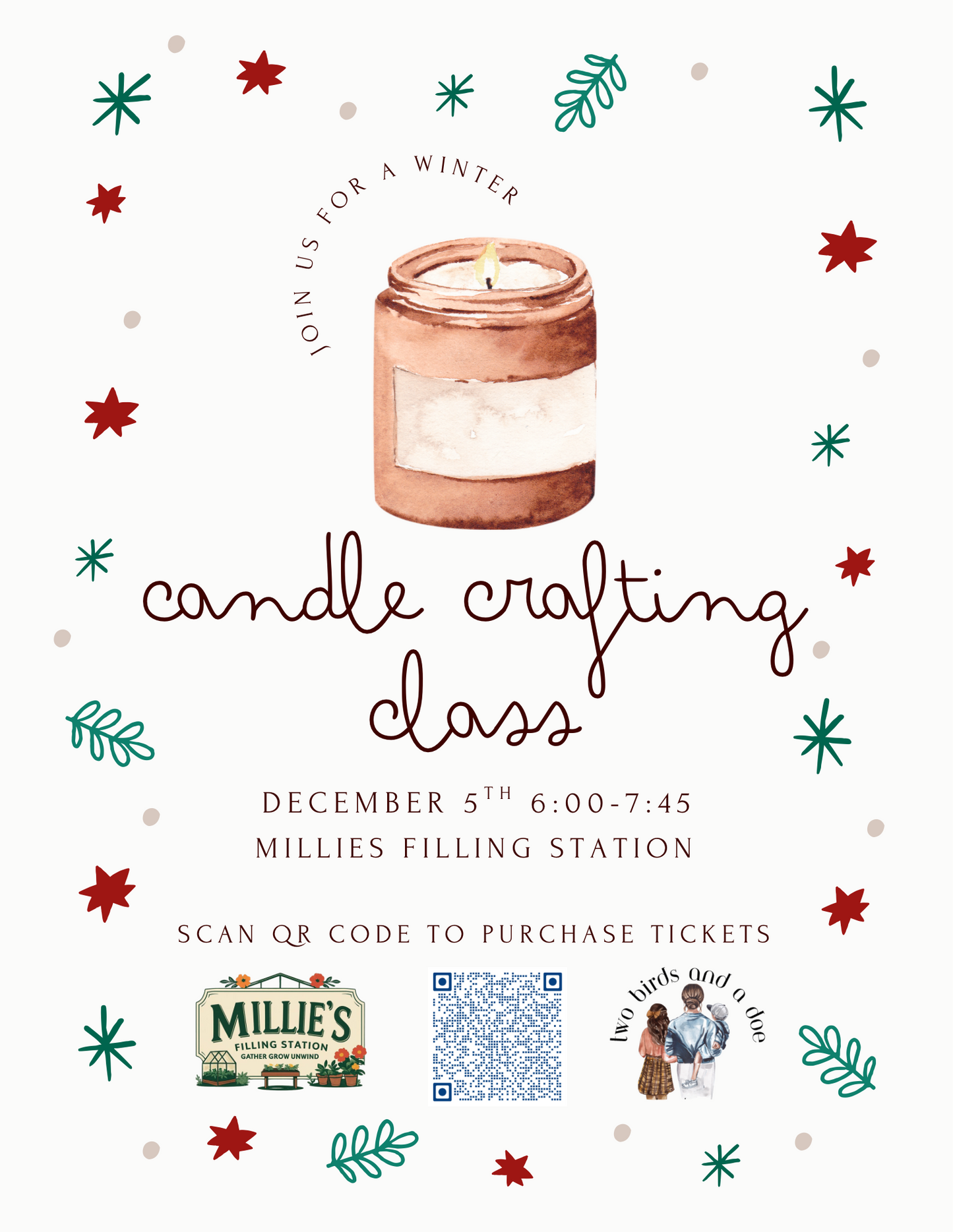 December 3rd Millie’s Filling Station Winter Candle Crafting