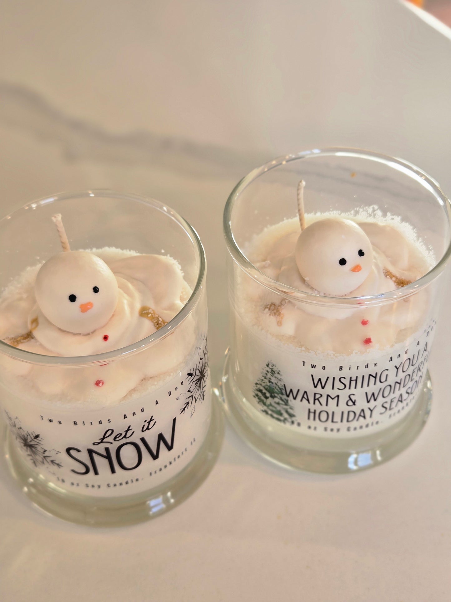 Melted snowman candle