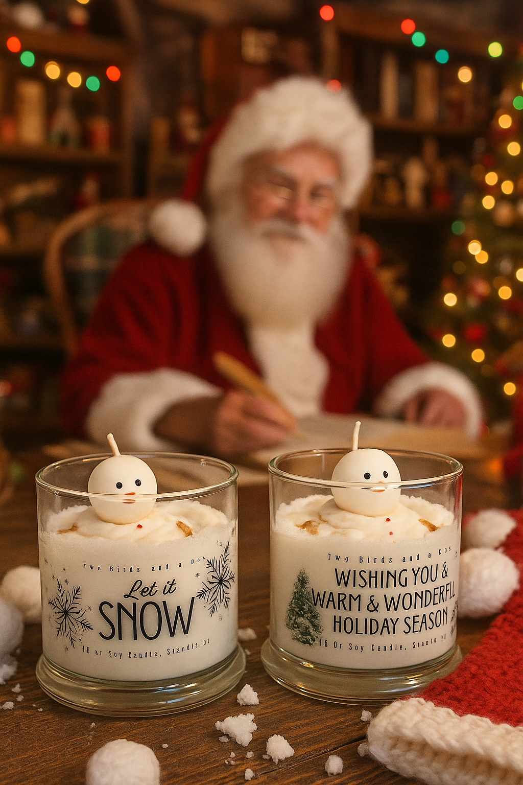 Melted snowman candle